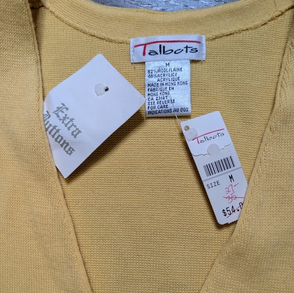 NWT Talbots Vintage Yellow Gold Button-Front Part Wool Sweater Vest Size Medium - Picture 6 of 6